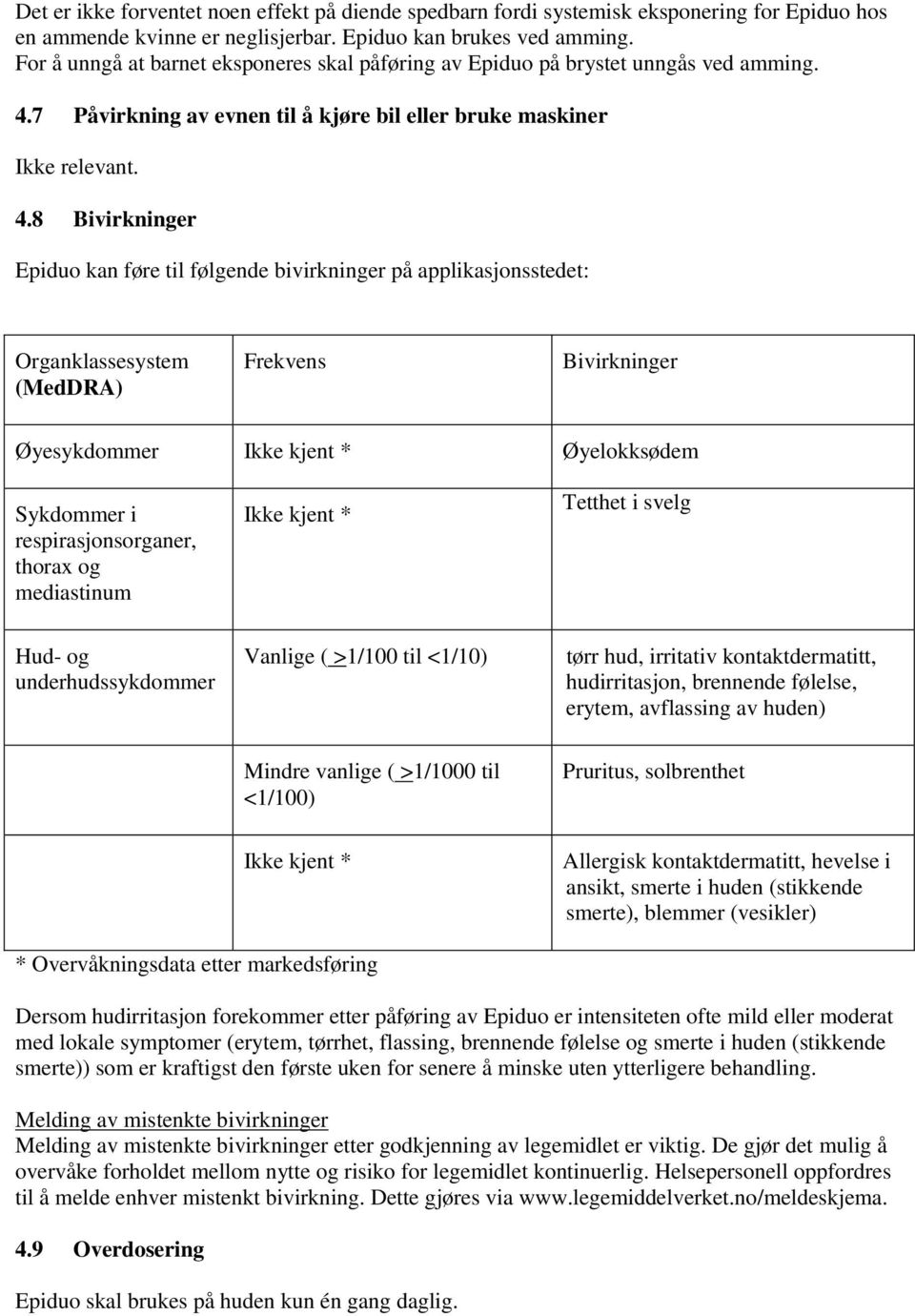 7 Påvirkning av evnen til å kjøre bil eller bruke maskiner Ikke relevant. 4.