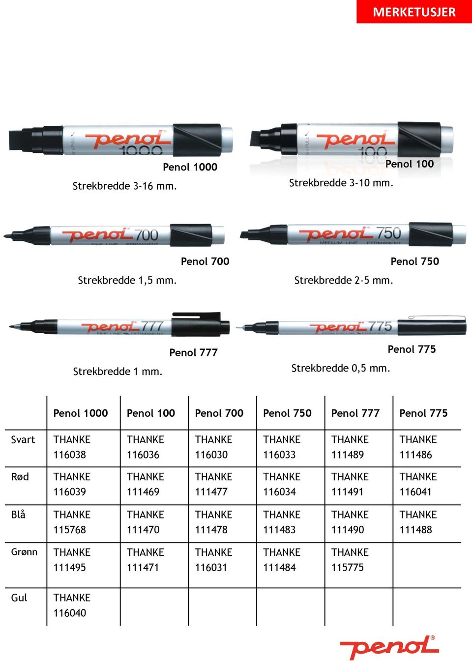 Penol 775 Penol 1000 Penol 100 Penol 700 Penol 750 Penol 777 Penol 775 Svart 116038 116036 116030 116033 111489