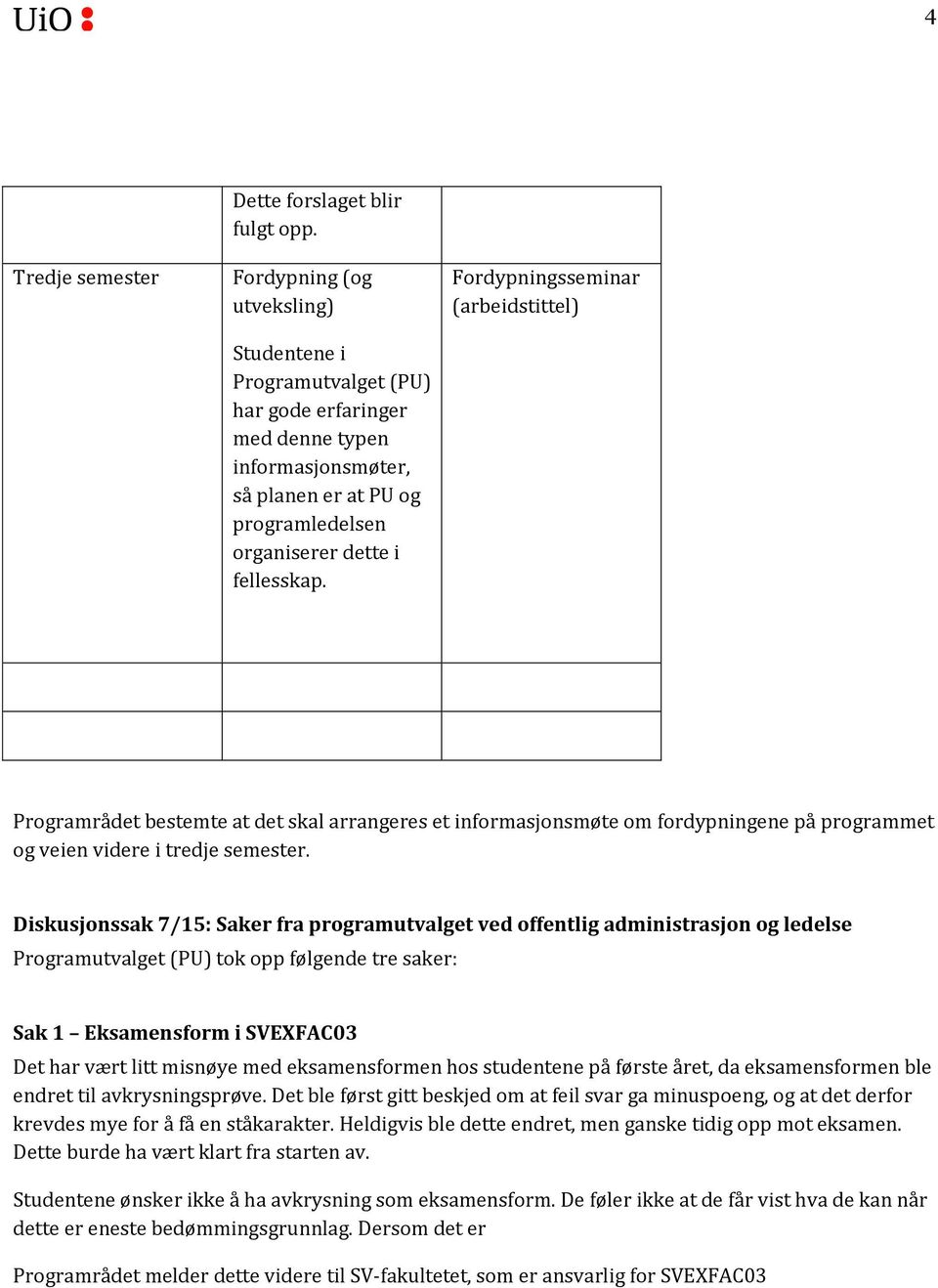 Frdypningsseminar (arbeidstittel) Prgramrådet bestemte at det skal arrangeres et infrmasjnsmøte m frdypningene på prgrammet g veien videre i tredje semester.