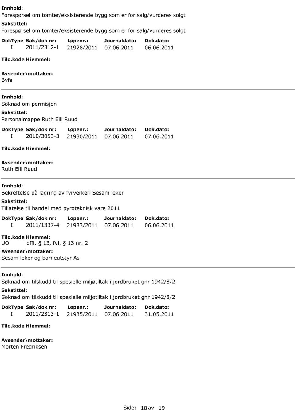 Tillatelse til handel med pyroteknisk vare 2011 O 2011/1337-4 21933/2011 offl. 13, fvl. 13 nr.