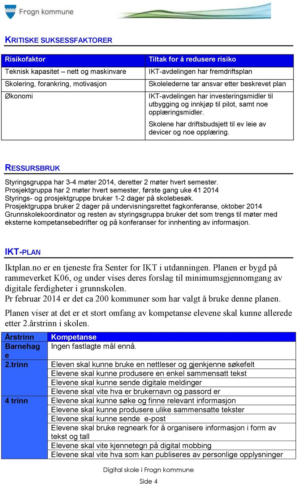 RESSURSBRUK Styringsgruppa har 3-4 møter 2014, deretter 2 møter hvert semester.