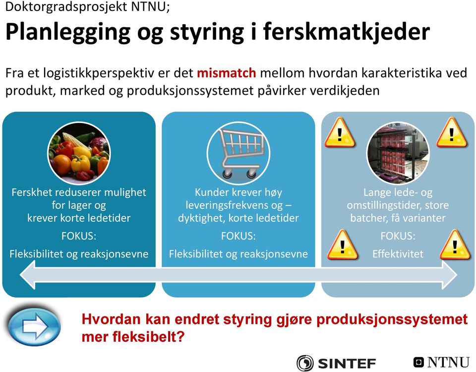 Fleksibilitet og reaksjonsevne Kunder krever høy leveringsfrekvens og dyktighet, korte ledetider FOKUS: Fleksibilitet og reaksjonsevne