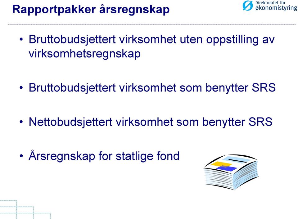 Bruttobudsjettert virksomhet som benytter SRS