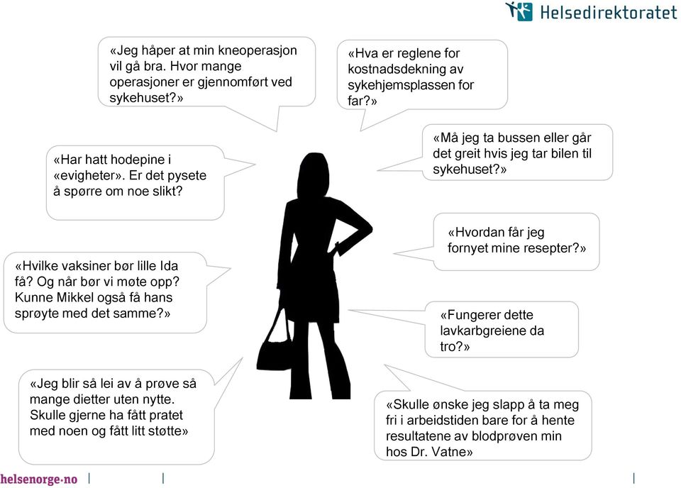 Og når bør vi møte opp? Kunne Mikkel også få hans sprøyte med det samme?» «Jeg blir så lei av å prøve så mange dietter uten nytte.