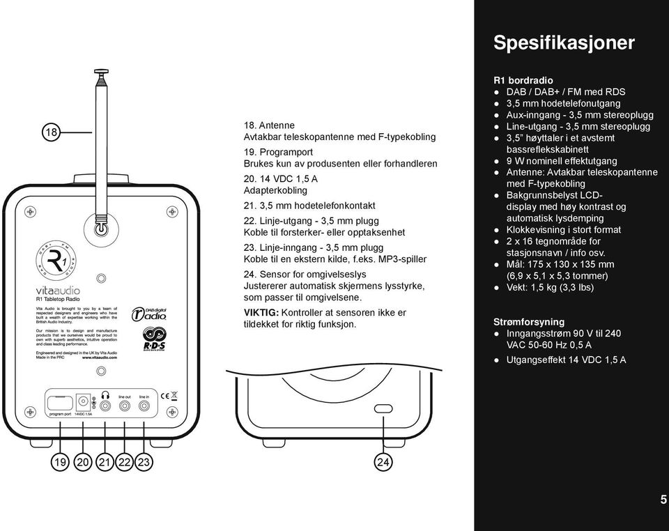 Sensor for omgivelseslys Justererer automatisk skjermens lysstyrke, som passer til omgivelsene. VIKTIG: Kontroller at sensoren ikke er tildekket for riktig funksjon.