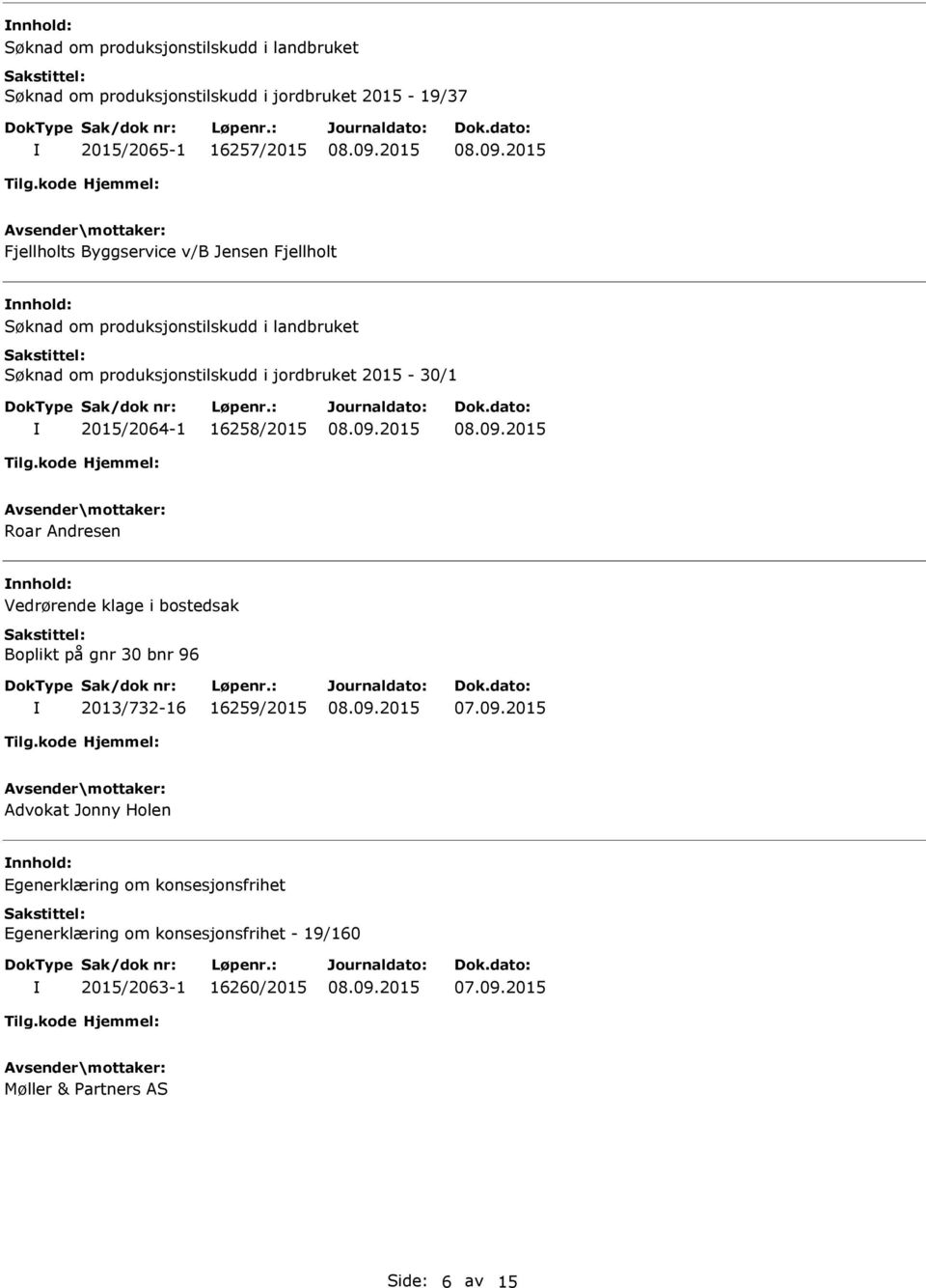 Vedrørende klage i bostedsak Boplikt på gnr 30 bnr 96 2013/732-16 16259/2015 Advokat Jonny Holen nnhold: