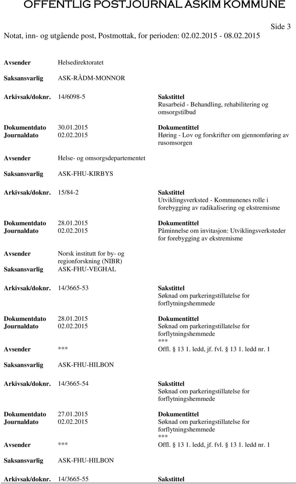 15/84-2 Sakstittel Utviklingsverksted - Kommunenes rolle i forebygging av radikalisering og ekstremisme Dokumentdato 28.01.2015 Dokumentittel Journaldato 02.