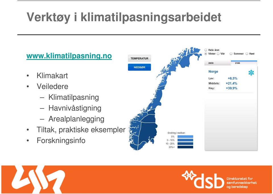 no Klimakart Veiledere Klimatilpasning