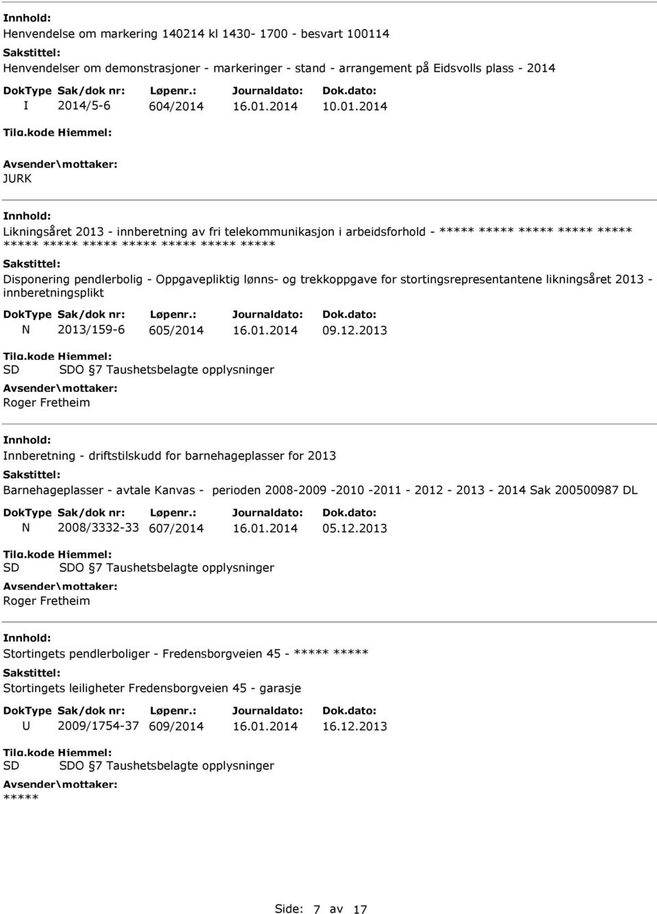 2014/5-6 604/2014 10.01.2014 JRK Likningsåret 2013 - innberetning av fri telekommunikasjon i arbeidsforhold - Disponering pendlerbolig - Oppgavepliktig lønns- og trekkoppgave for