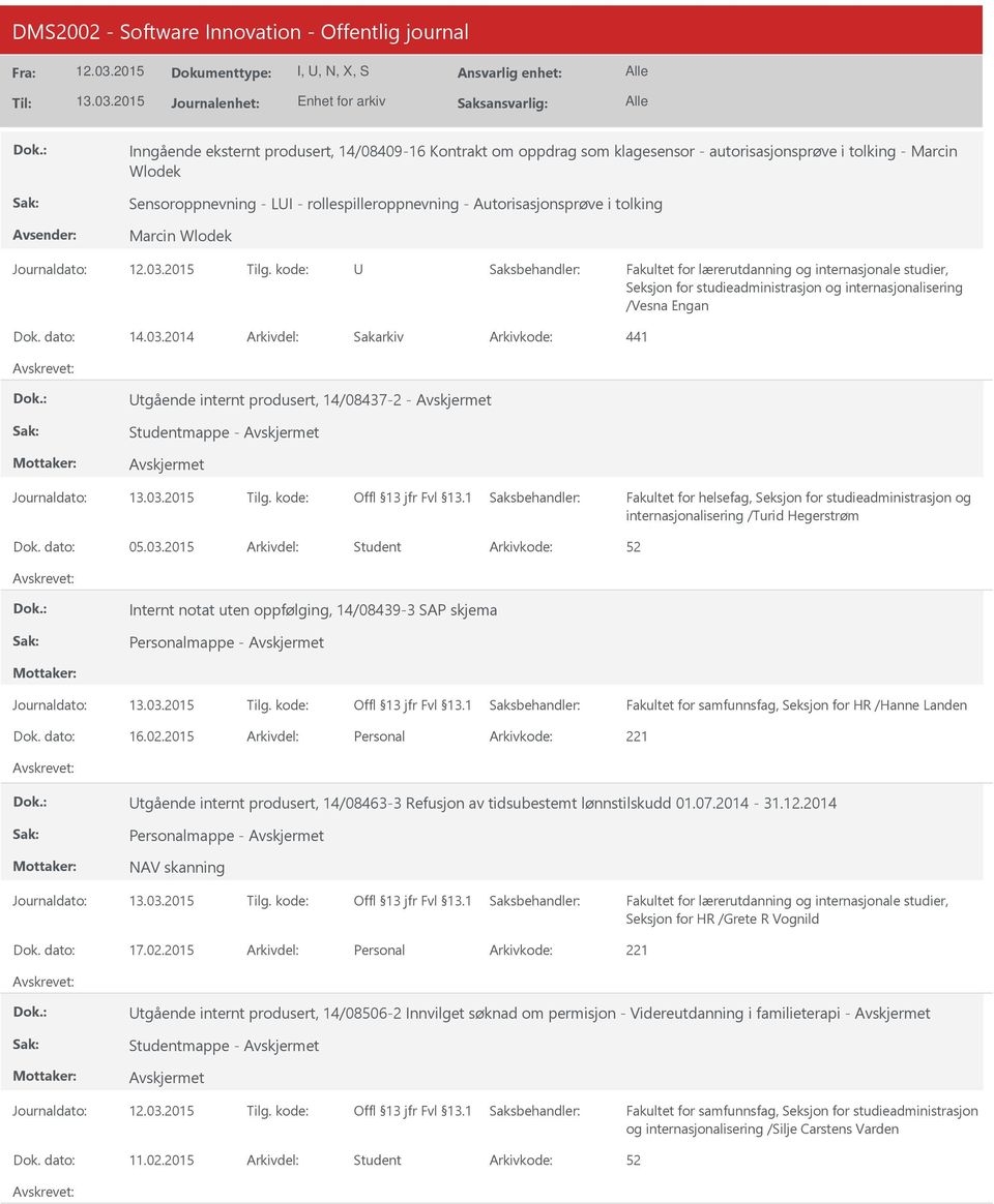 2014 441 tgående internt produsert, 14/08437-2 - Studentmappe - internasjonalisering /Turid Hegerstrøm 05.03.