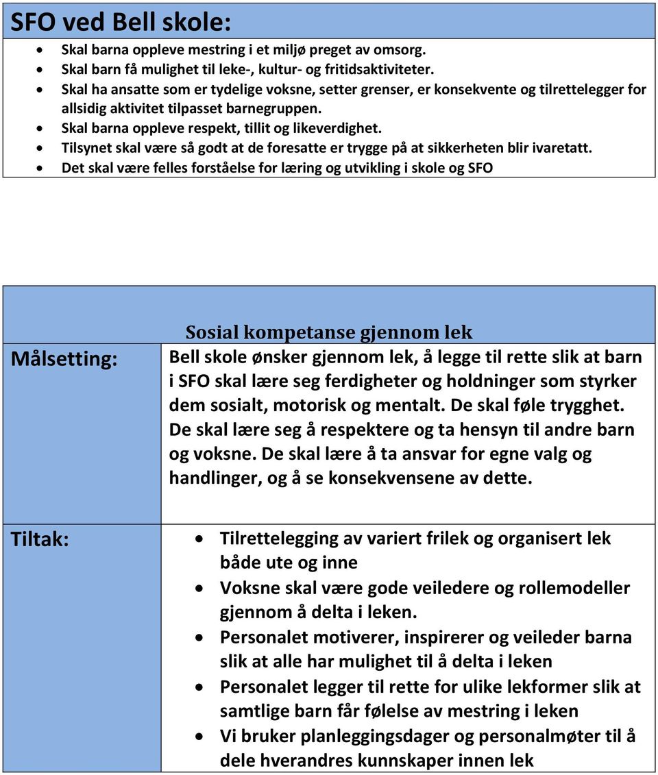 Tilsynet skal være så godt at de foresatte er trygge på at sikkerheten blir ivaretatt.