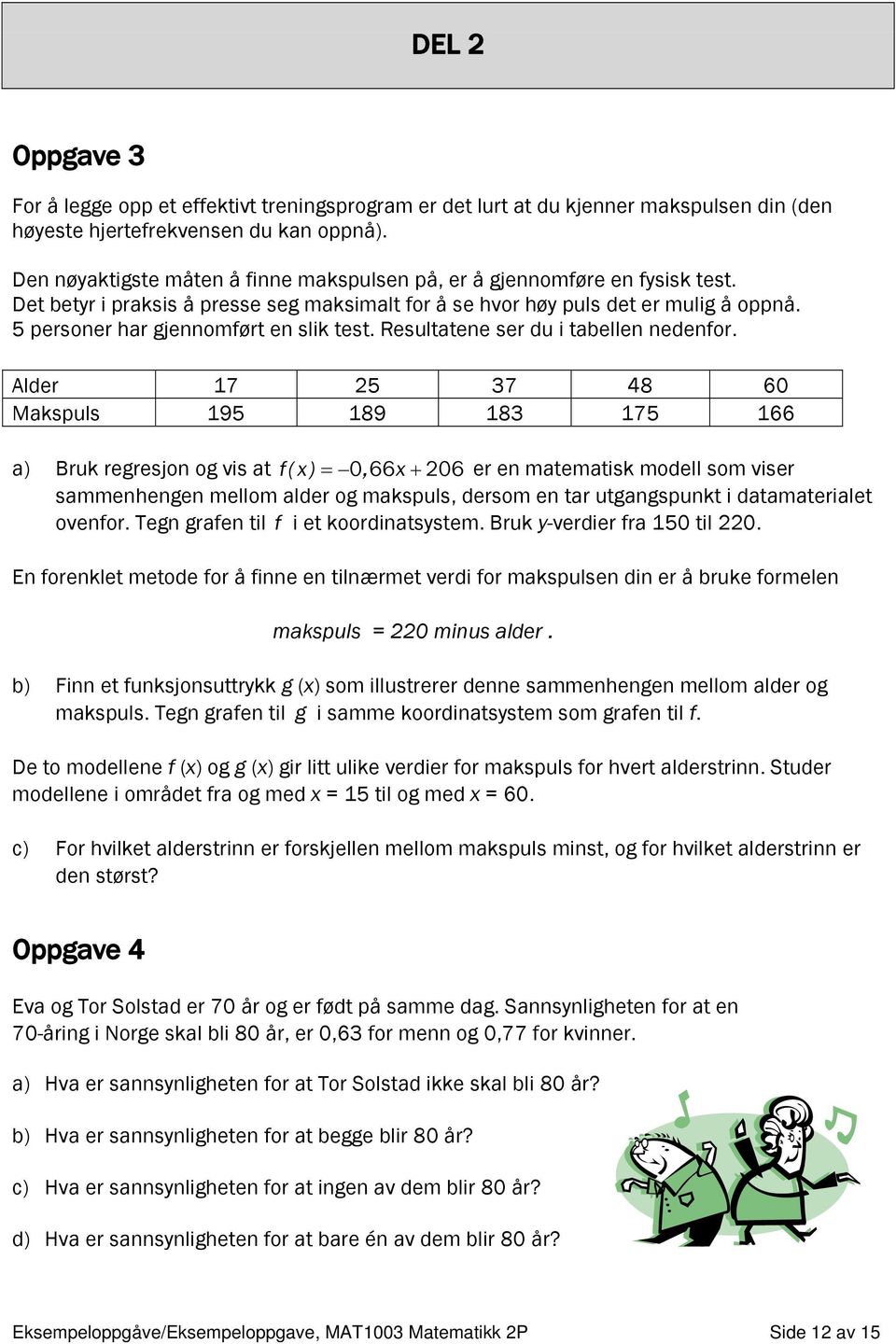 5 personer har gjennomført en slik test. Resultatene ser du i tabellen nedenfor.