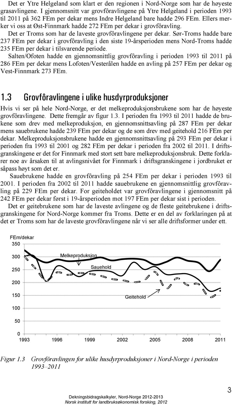 Ellers merker vi oss at Øst-Finnmark hadde 272 FEm per dekar i grovfôravling. Det er Troms som har de laveste grovfôravlingene per dekar.