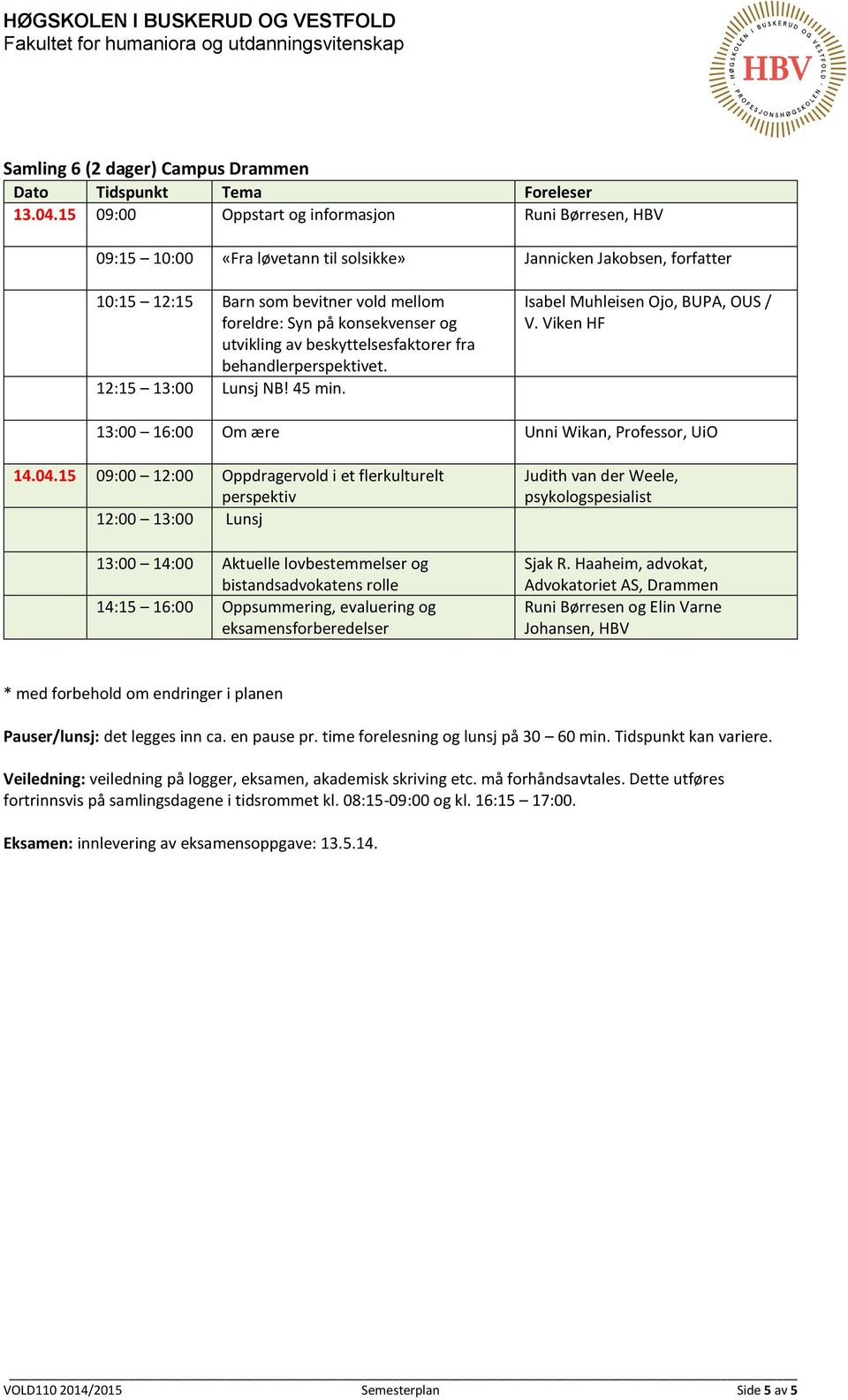 beskyttelsesfaktorer fra behandlerperspektivet. 12:15 13:00 Lunsj NB! 45 min. Isabel Muhleisen Ojo, BUPA, OUS / V. Viken HF 13:00 16:00 Om ære Unni Wikan, Professor, UiO 14.04.