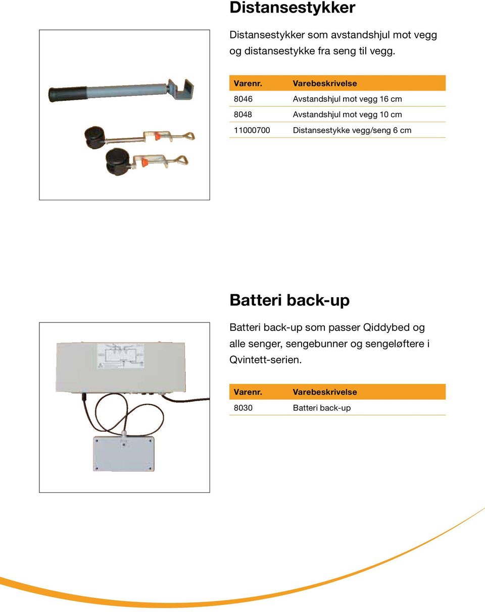 8046 Avstandshjul mot vegg 16 cm 8048 Avstandshjul mot vegg 10 cm 11000700