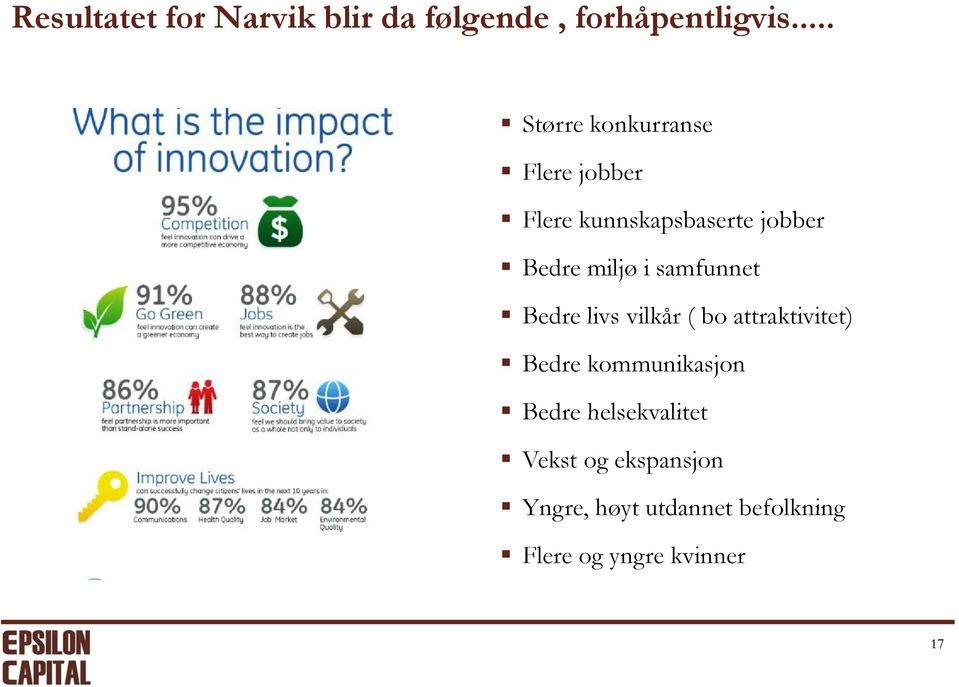 miljø i samfunnet Bedre livs vilkår ( bo attraktivitet) Bedre