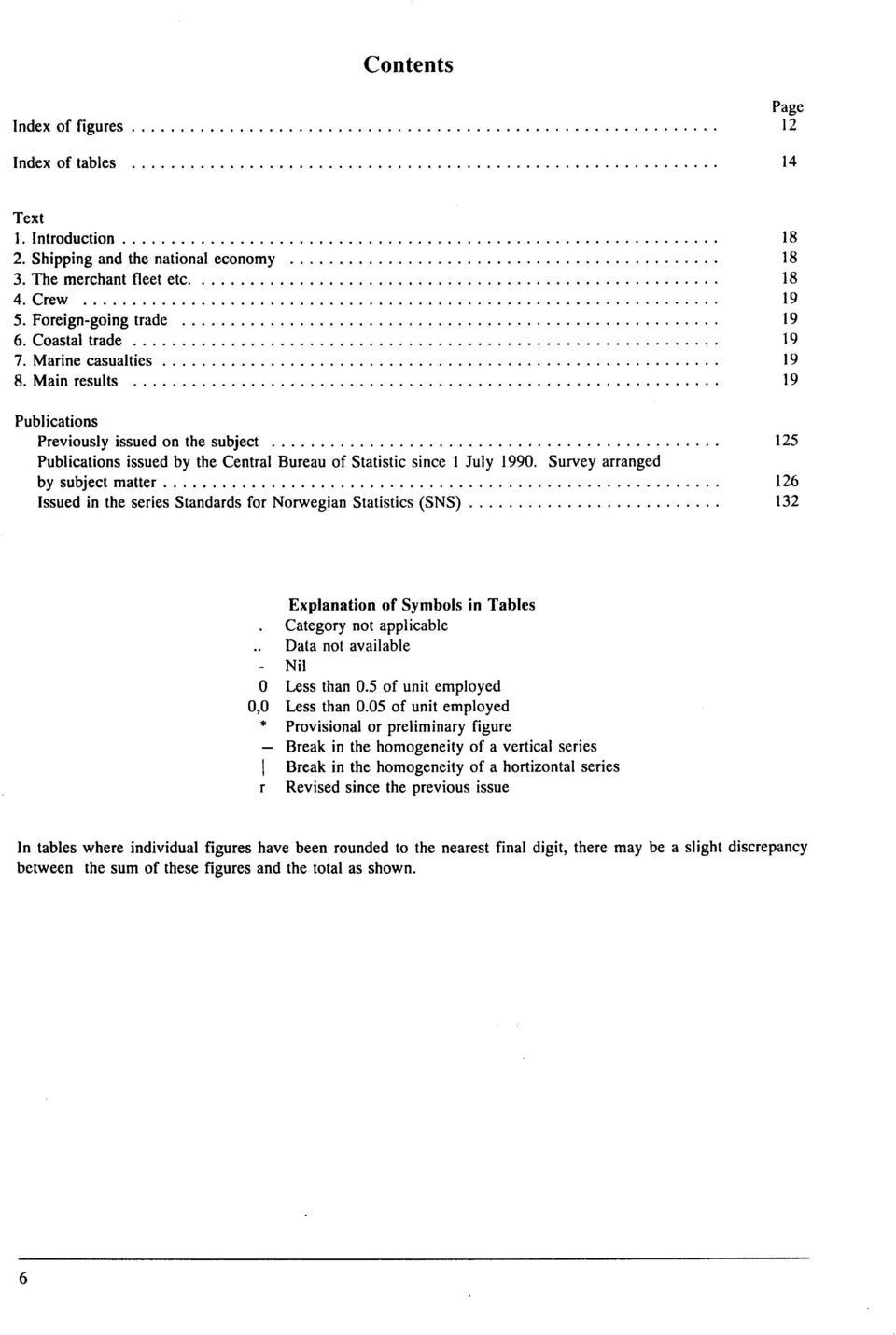 Survey arranged by subject matter 126 Issued in the series Standards for Norwegian Statistics (SNS) 132 Explanation of Symbols in Tables Category not applicable Data not available Nil 0 Less than 0.