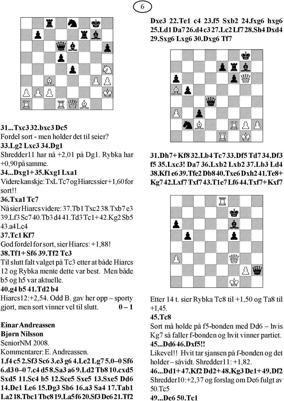 Txb7 e3 39.Lf3 Sc7 40.Tb3 d4 41.Td3 Tc1+ 42.Kg2 Sb5 43.a4 Lc4 37.Tc1 Kf7 God fordel for sort, sier Hiarcs: +1,88! 38.Tf1+ Sf6 39.