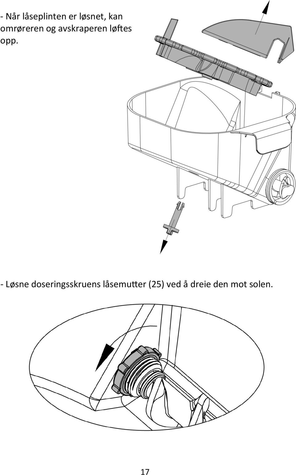 opp. - Løsne doseringsskruens