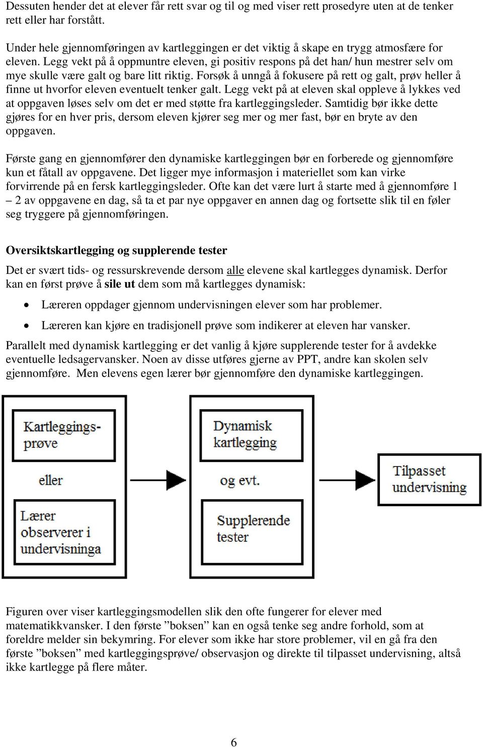 Legg vekt på å oppmuntre eleven, gi positiv respons på det han/ hun mestrer selv om mye skulle være galt og bare litt riktig.