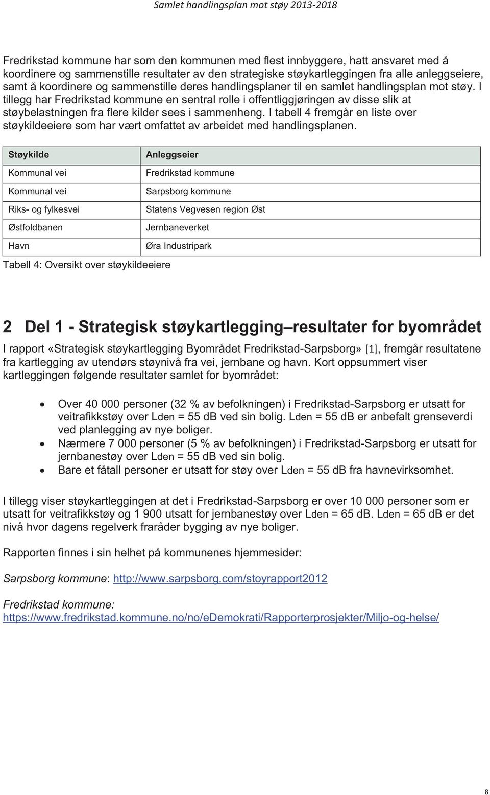 I tillegg har Fredrikstad kommune en sentral rolle i offentliggjøringen av disse slik at støybelastningen fra flere kilder sees i sammenheng.