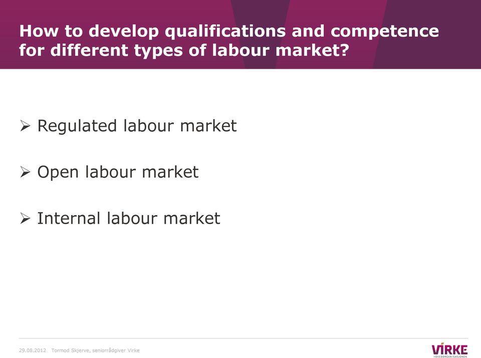 Regulated labour market Open labour market