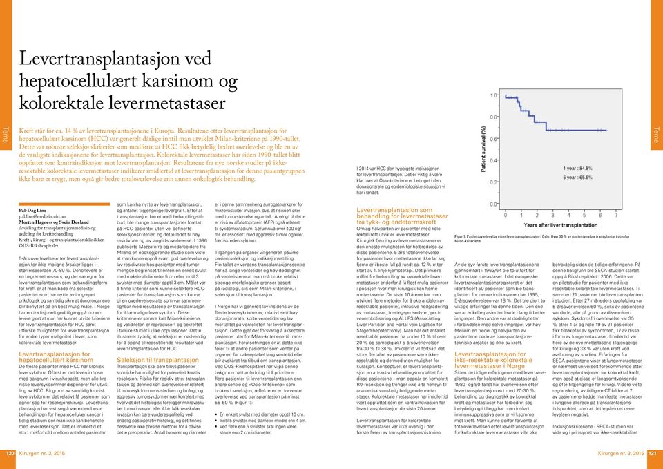 Dette var robuste seleksjonskriterier som medførte at HCC fikk betydelig bedret overlevelse og ble en av de vanligste indikasjonene for levertransplantasjon.