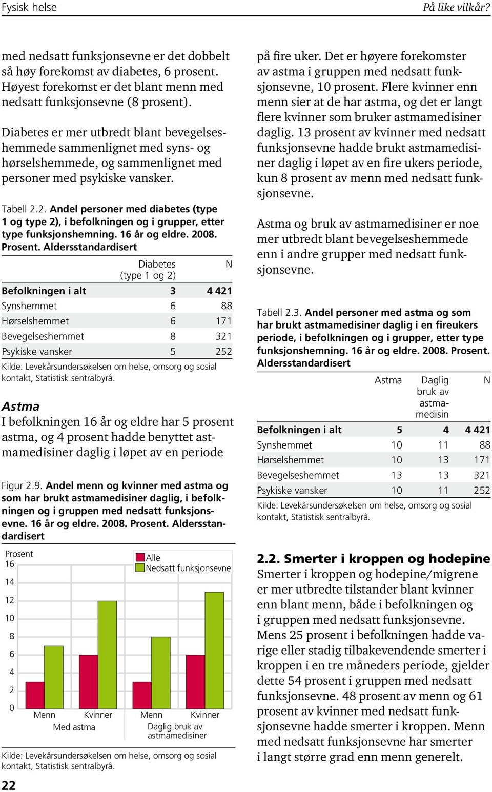 2. Andel personer med diabetes (type 1 og type 2), i befolkningen og i grupper, etter type funksjonshemning. 16 år og eldre. 28.