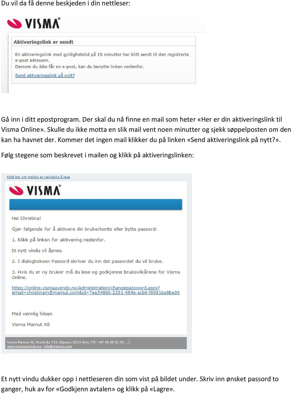 Skulle du ikke motta en slik mail vent noen minutter og sjekk søppelposten om den kan ha havnet der.