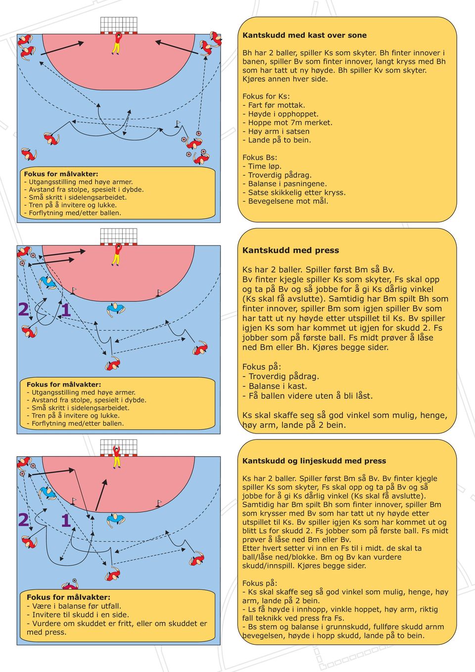 - Avstand fra stolpe, spesielt i dybde. - Små skritt i sidelengsarbeidet. - Tren på å invitere og lukke. - Forflytning med/etter ballen. Fokus Bs: - Time løp. - Troverdig pådrag.