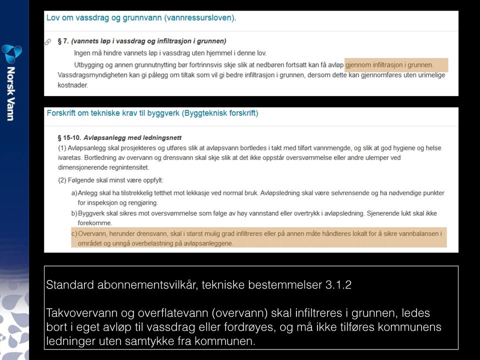 grunnen, ledes bort i eget avløp til vassdrag eller