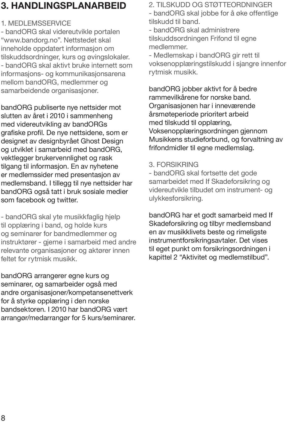 bandorg publiserte nye nettsider mot slutten av året i 2010 i sammenheng med videreutvikling av bandorgs grafiske profil.