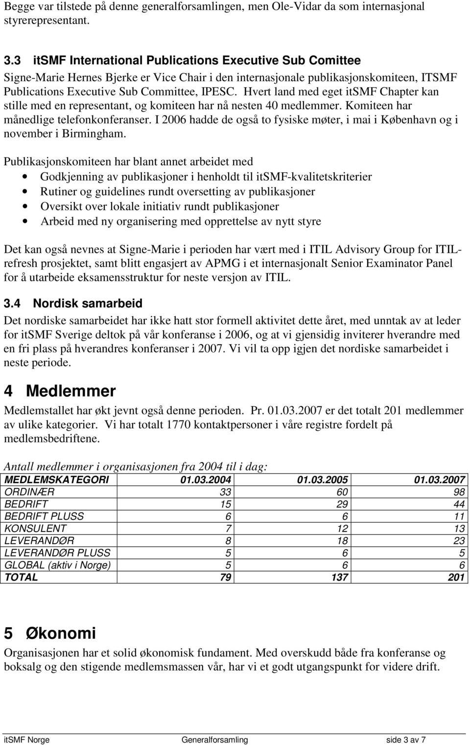 Hvert land med eget itsmf Chapter kan stille med en representant, og komiteen har nå nesten 40 medlemmer. Komiteen har månedlige telefonkonferanser.