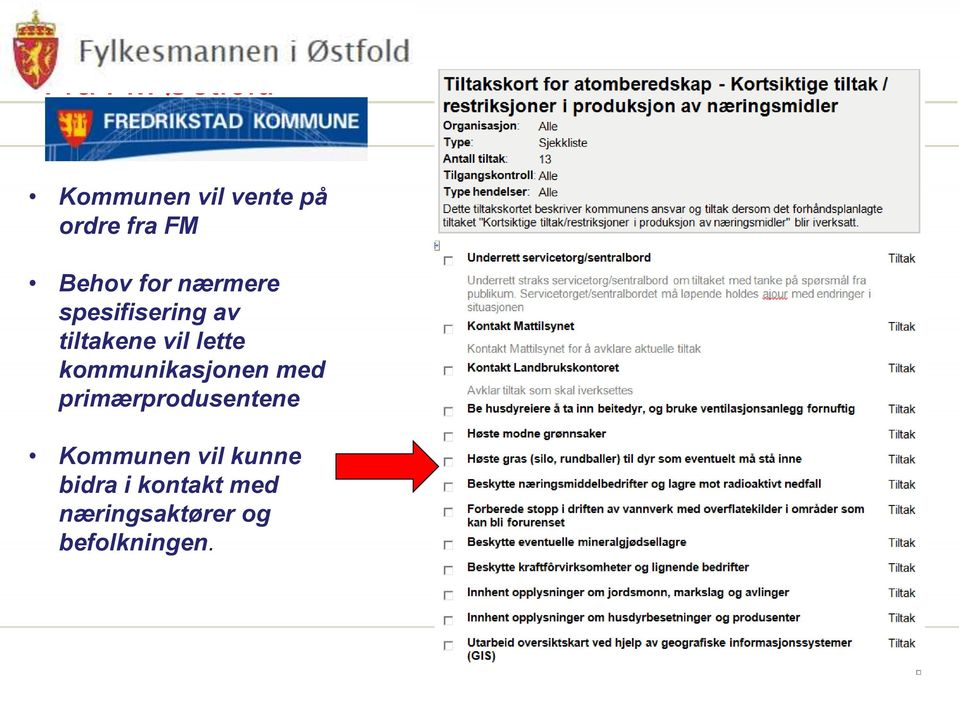 lette kommunikasjonen med primærprodusentene Kommunen