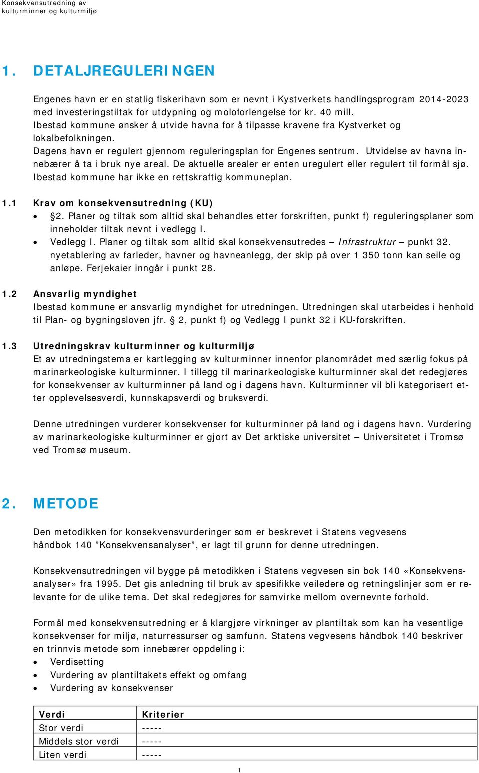 Utvidelse av havna innebærer å ta i bruk nye areal. De aktuelle arealer er enten uregulert eller regulert til formål sjø. Ibestad kommune har ikke en rettskraftig kommuneplan. 1.