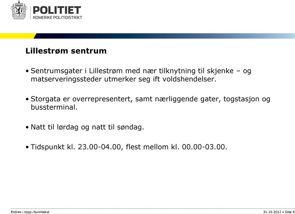 Storgata er overrepresentert, samt nærliggende gater, togstasjon og bussterminal.