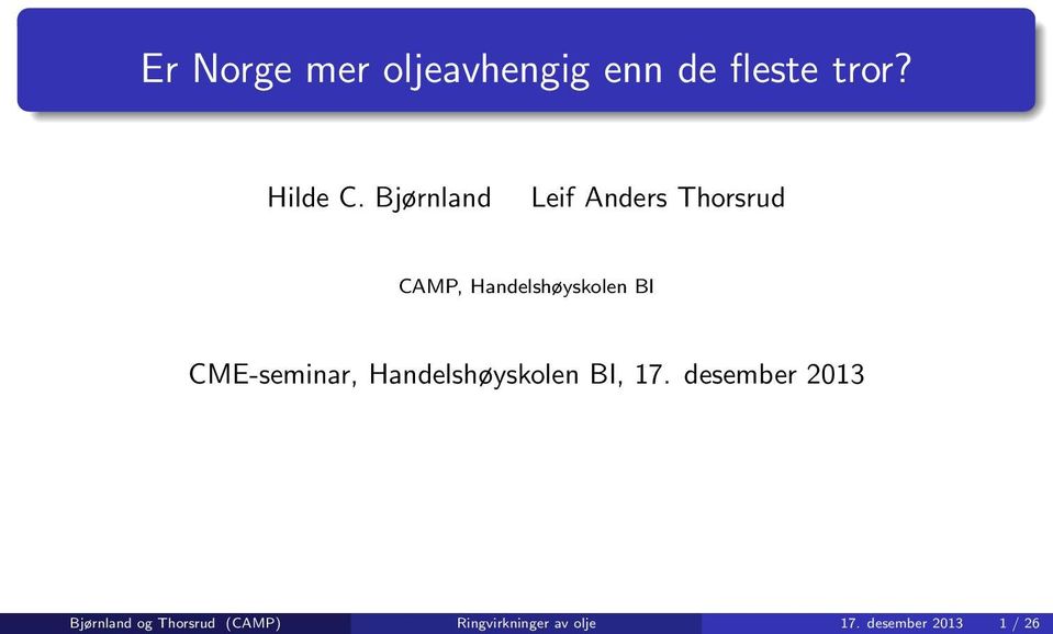 CME-seminar, Handelshøyskolen BI, 17.