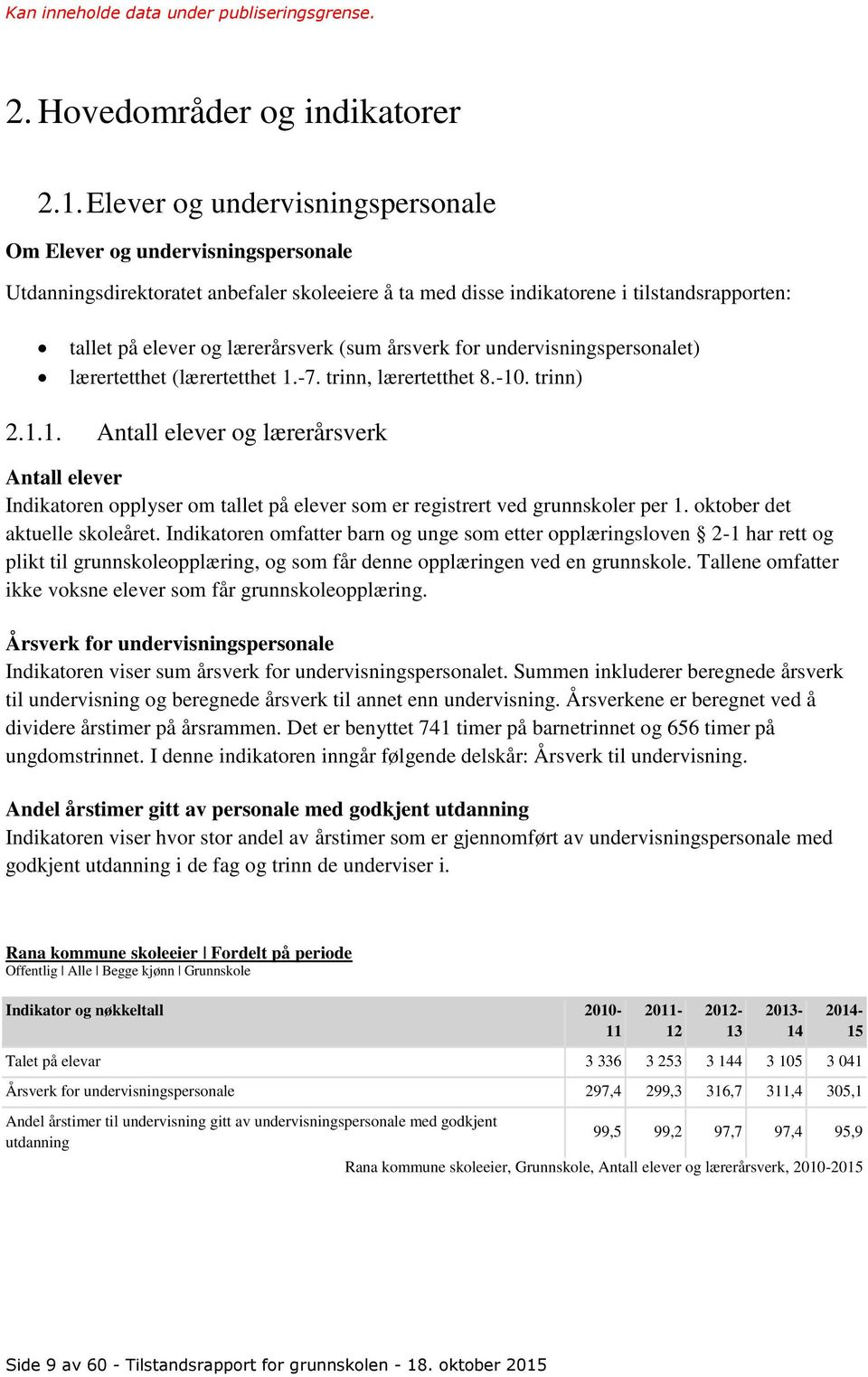 (sum årsverk for undervisningspersonalet) lærertetthet (lærertetthet 1.-7. trinn, lærertetthet 8.-10. trinn) 2.1.1. Antall elever og lærerårsverk Antall elever Indikatoren opplyser om tallet på elever som er registrert ved grunnskoler per 1.