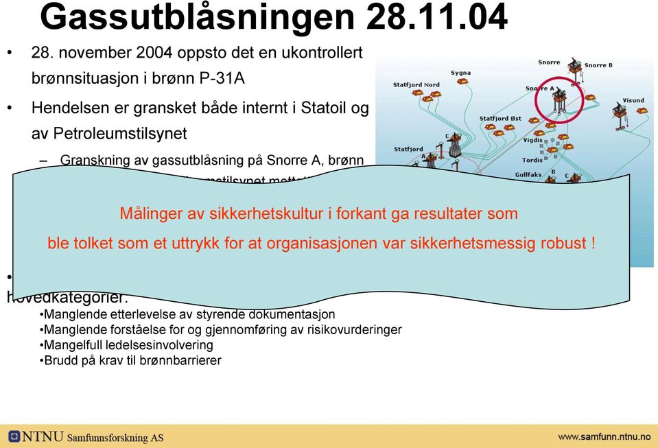 34/7-P-31A fra Petroleumstilsynet mottatt 10.03.05 Ukontrollert brønnsituasjon i brønn 34/7-P-31 A på Målinger av sikkerhetskultur i forkant ga resultater som Snorre A den 28.