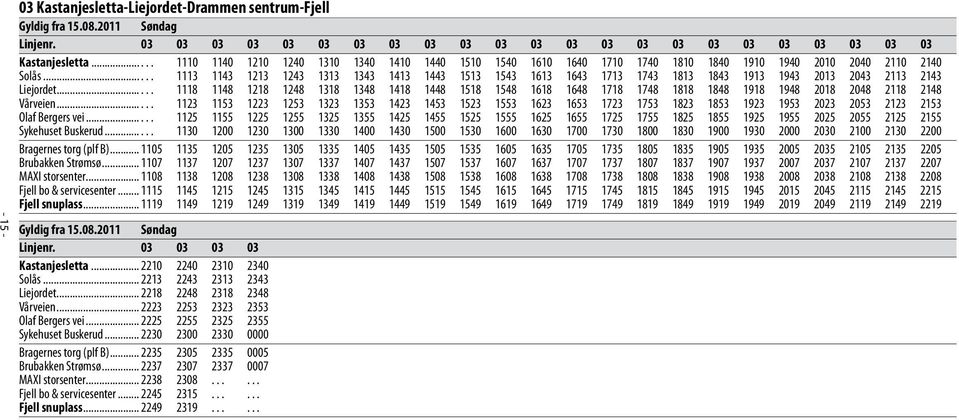 ..... 1113 1143 1213 1243 1313 1343 1413 1443 1513 1543 1613 1643 1713 1743 1813 1843 1913 1943 2013 2043 2113 2143 Liejordet.