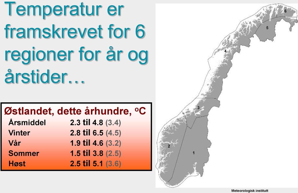 3 til 4.8 (3.4) Vinter 2.8 til 6.5 (4.5) Vår 1.