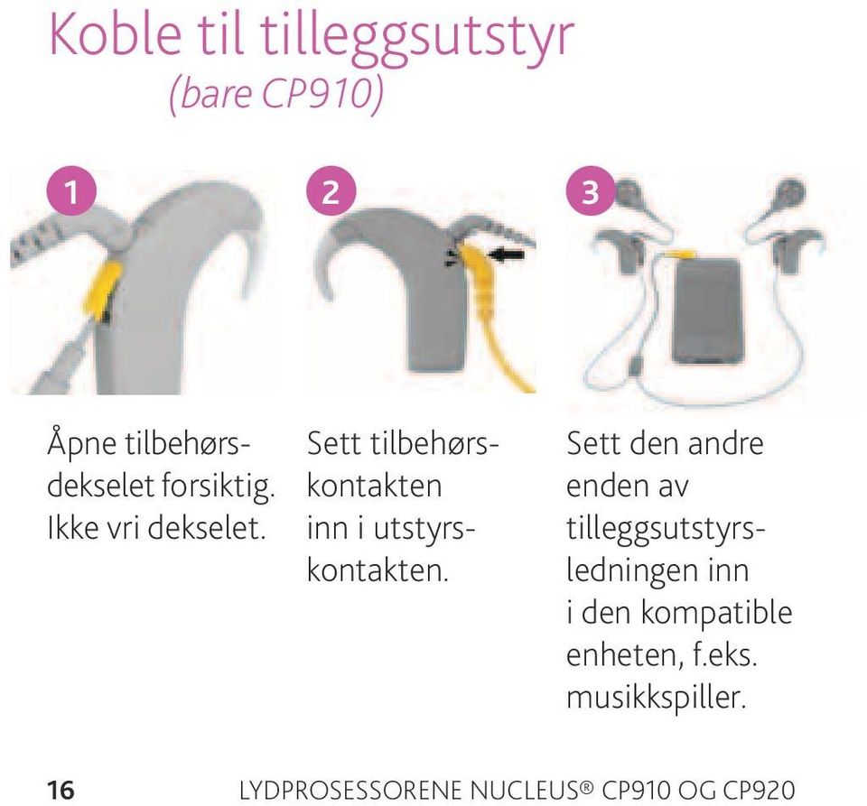 Sett tilbehørskontakten inn i utstyrskontakten.