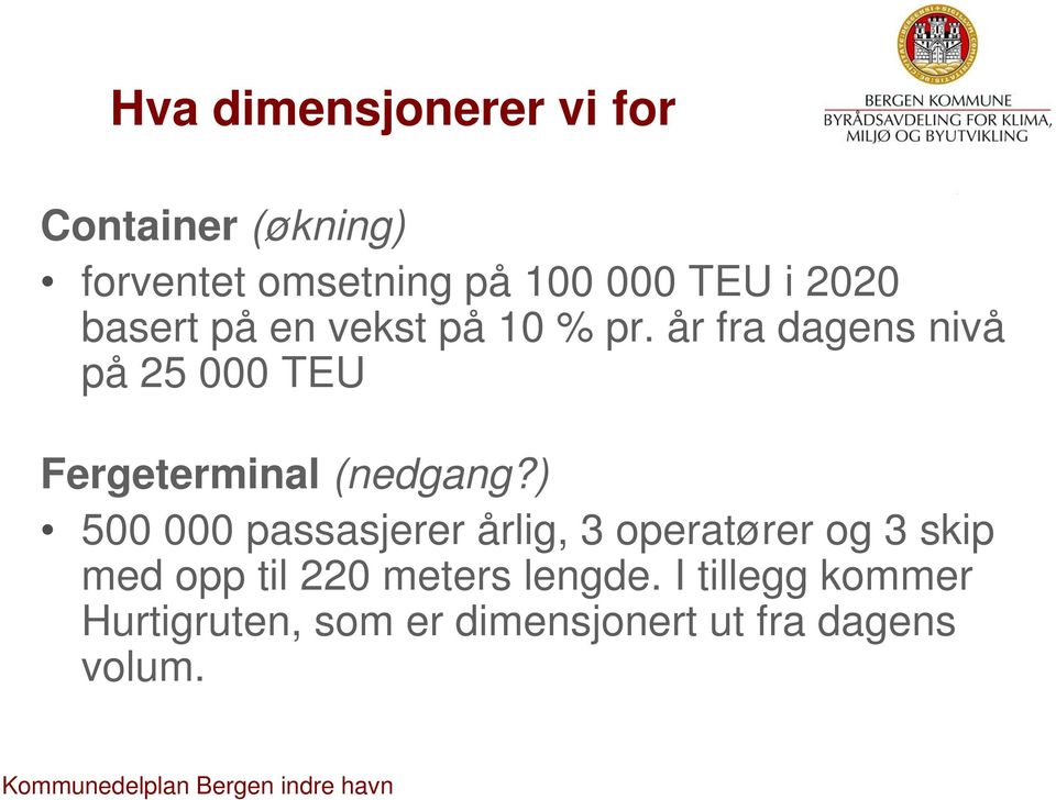 år fra dagens nivå på 25 000 TEU Fergeterminal (nedgang?