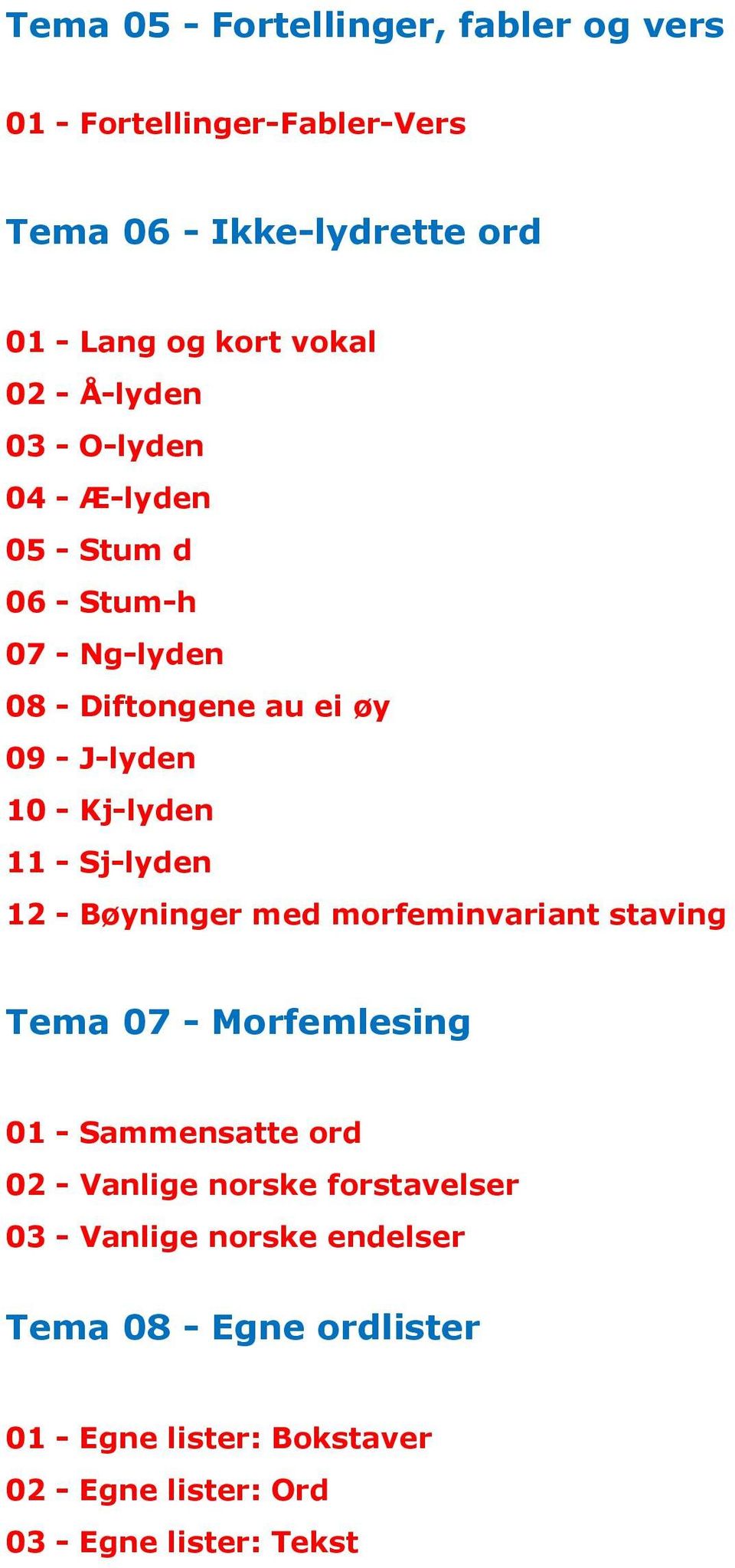 - Sj-lyden 12 - Bøyninger med morfeminvariant staving Tema 07 - Morfemlesing 01 - Sammensatte ord 02 - Vanlige norske