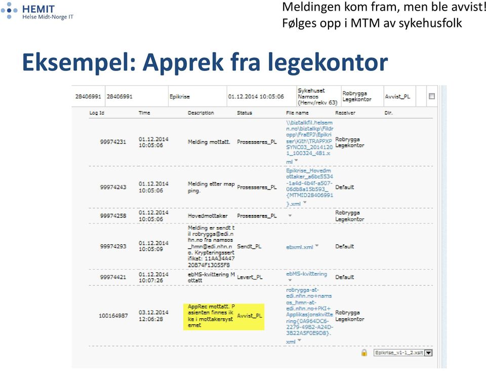 Følges opp i MTM av