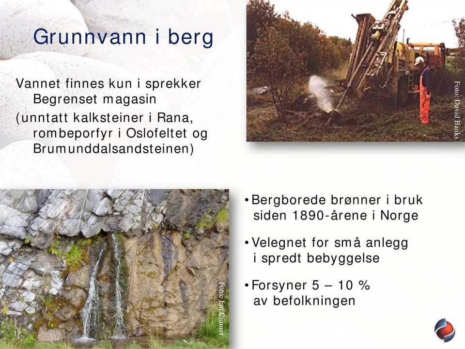 David Banks Bergborede brønner i bruk siden 1890-årene i Norge Velegnet for