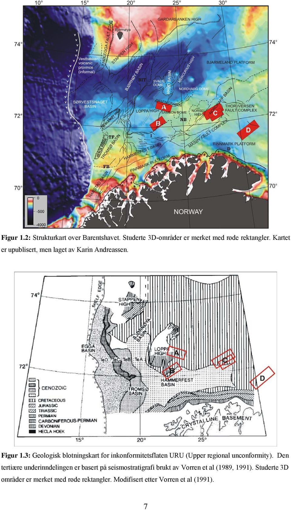 3: Geologisk blotningskart for inkonformitetsflaten URU (Upper regional unconformity).