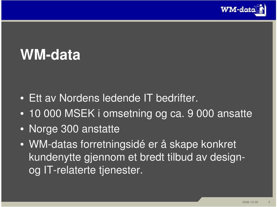 9 000 ansatte Norge 300 anstatte WM-datas