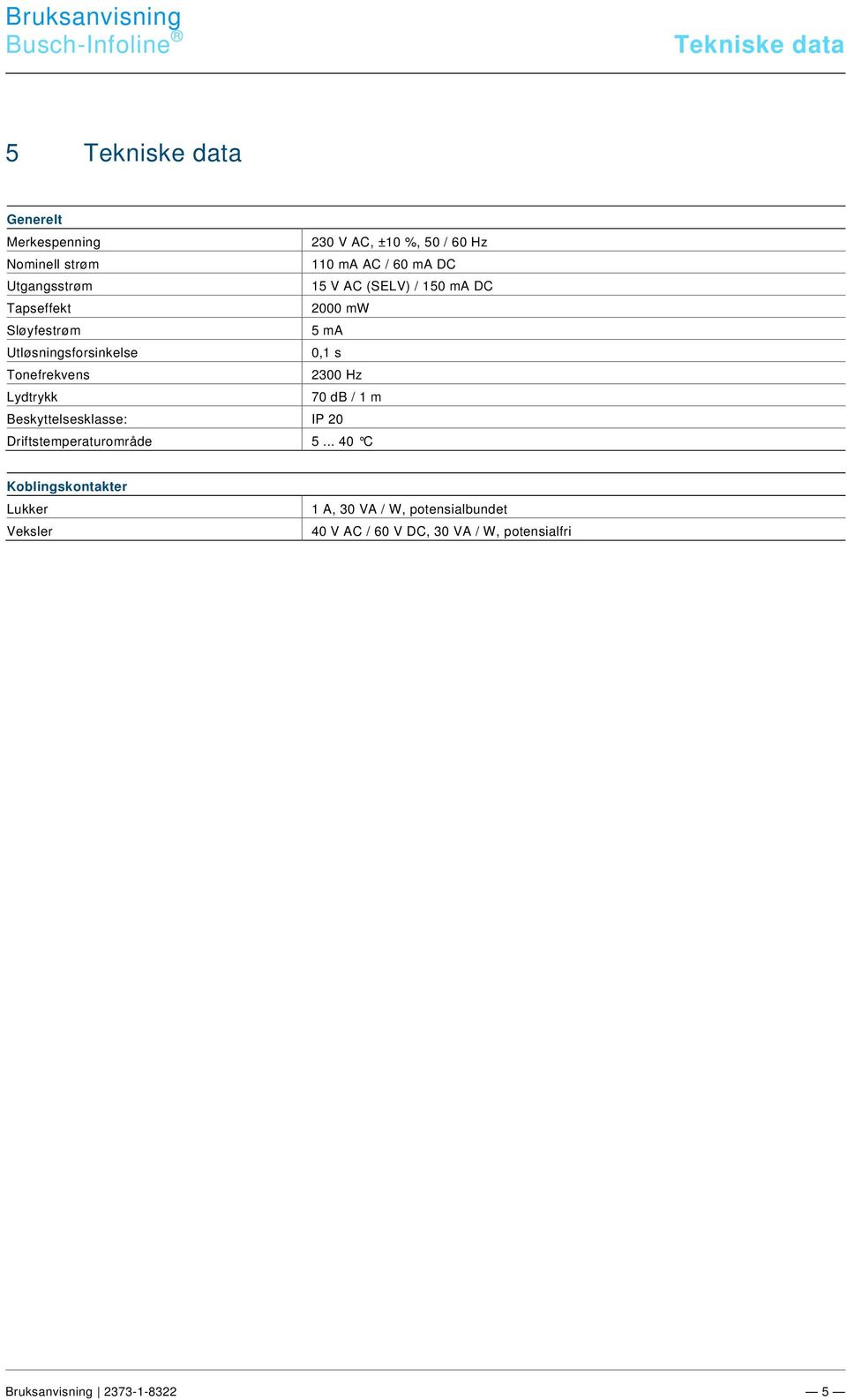 docx @ 160802 @ @ 1 Busch-Infoline Tekniske data Pos: 18 /#Neustruktur#/Online-Dokumentation (+KN)/Überschriften (--> Für alle Dokumente <--)/1.