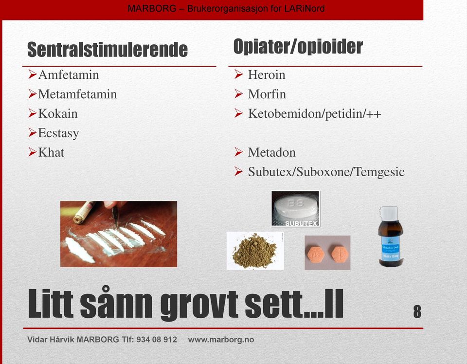 Heroin Morfin Ketobemidon/petidin/++